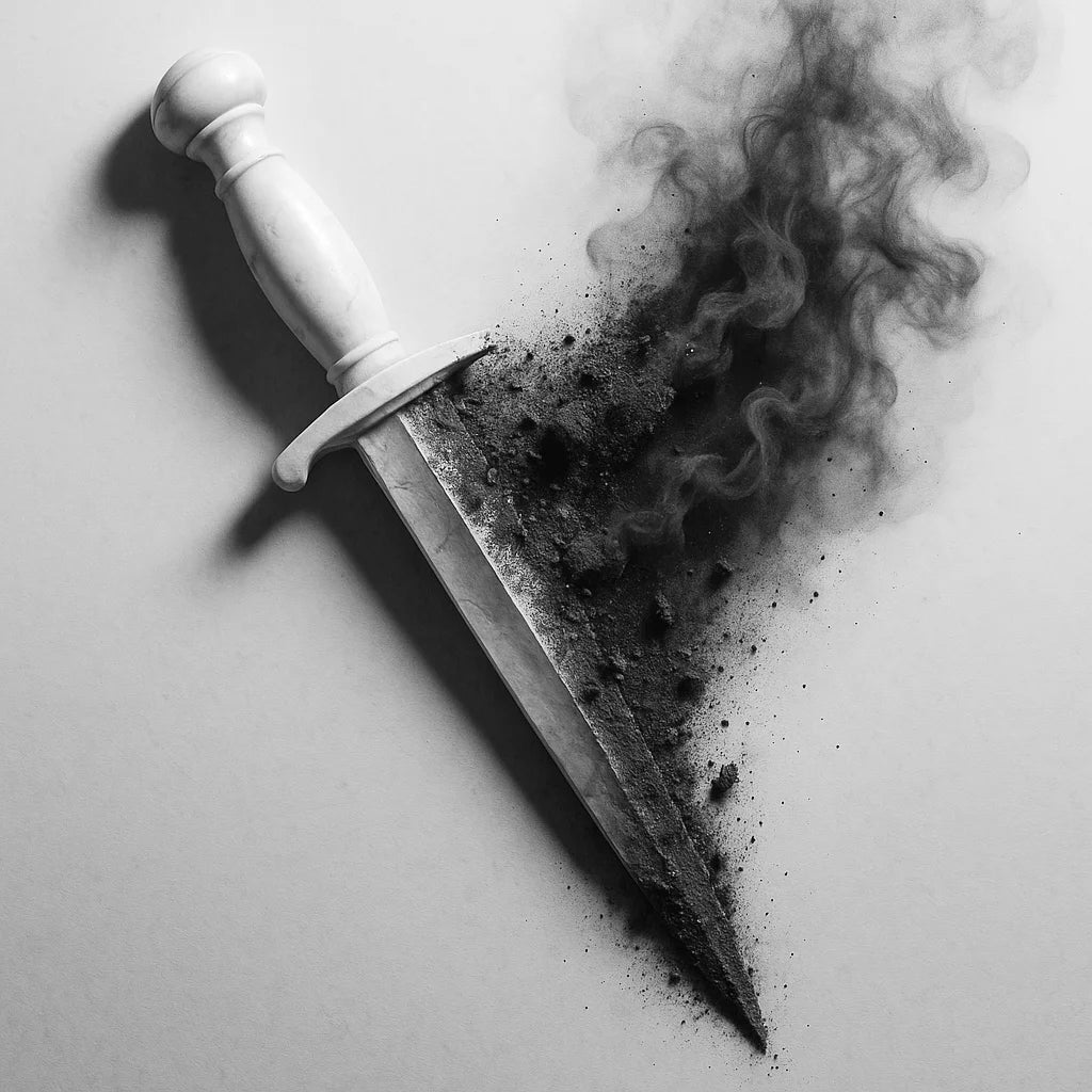 Dagger with smoke on a gray background