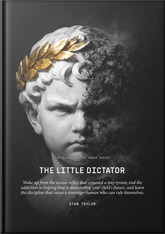 The Little Dictator by Stan Taylor hardcover — child emperor in gold laurel on a Machiavellian power book